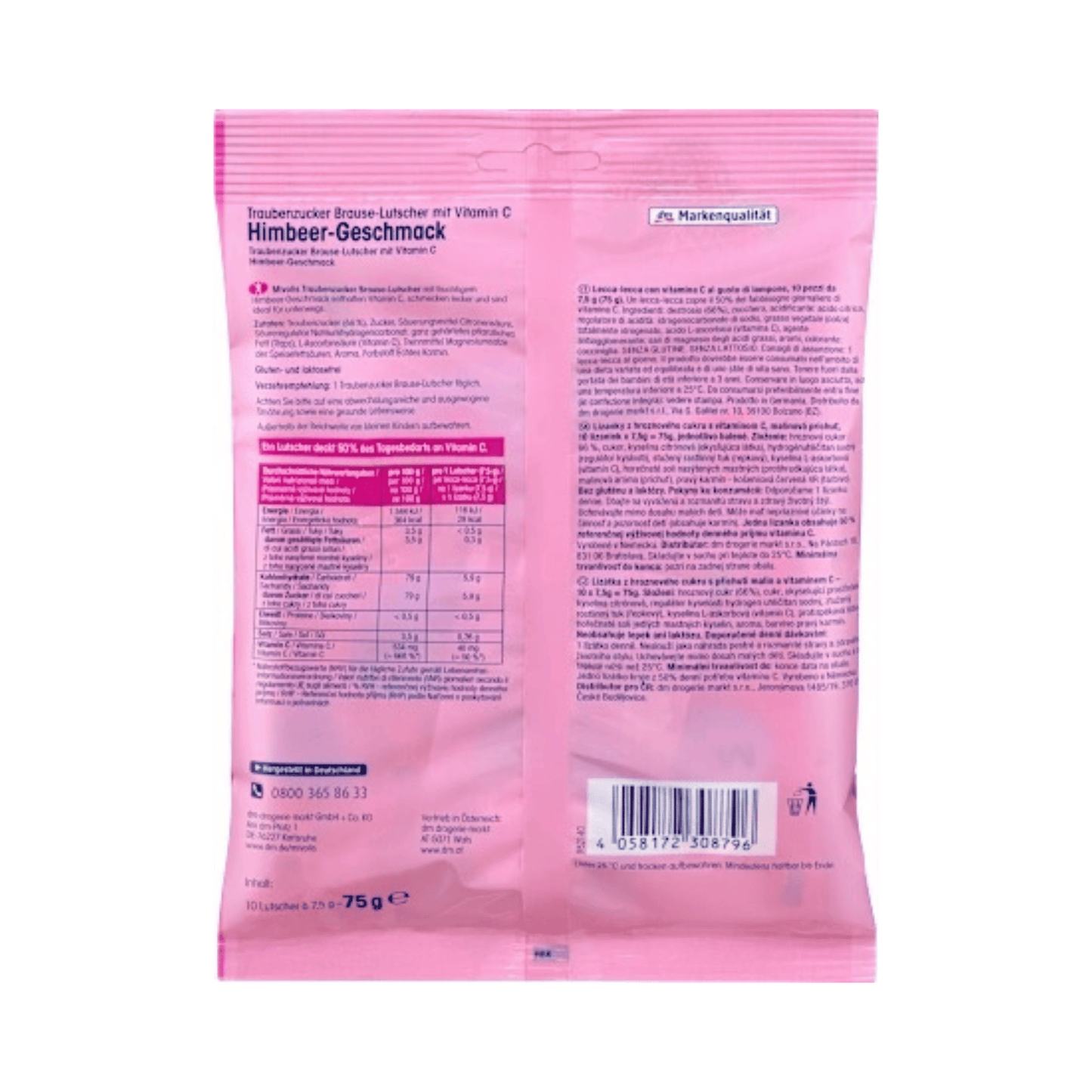 Mivolis Traubenzucker Brause-Lutscher – Himbeere für Kinder, 75 g