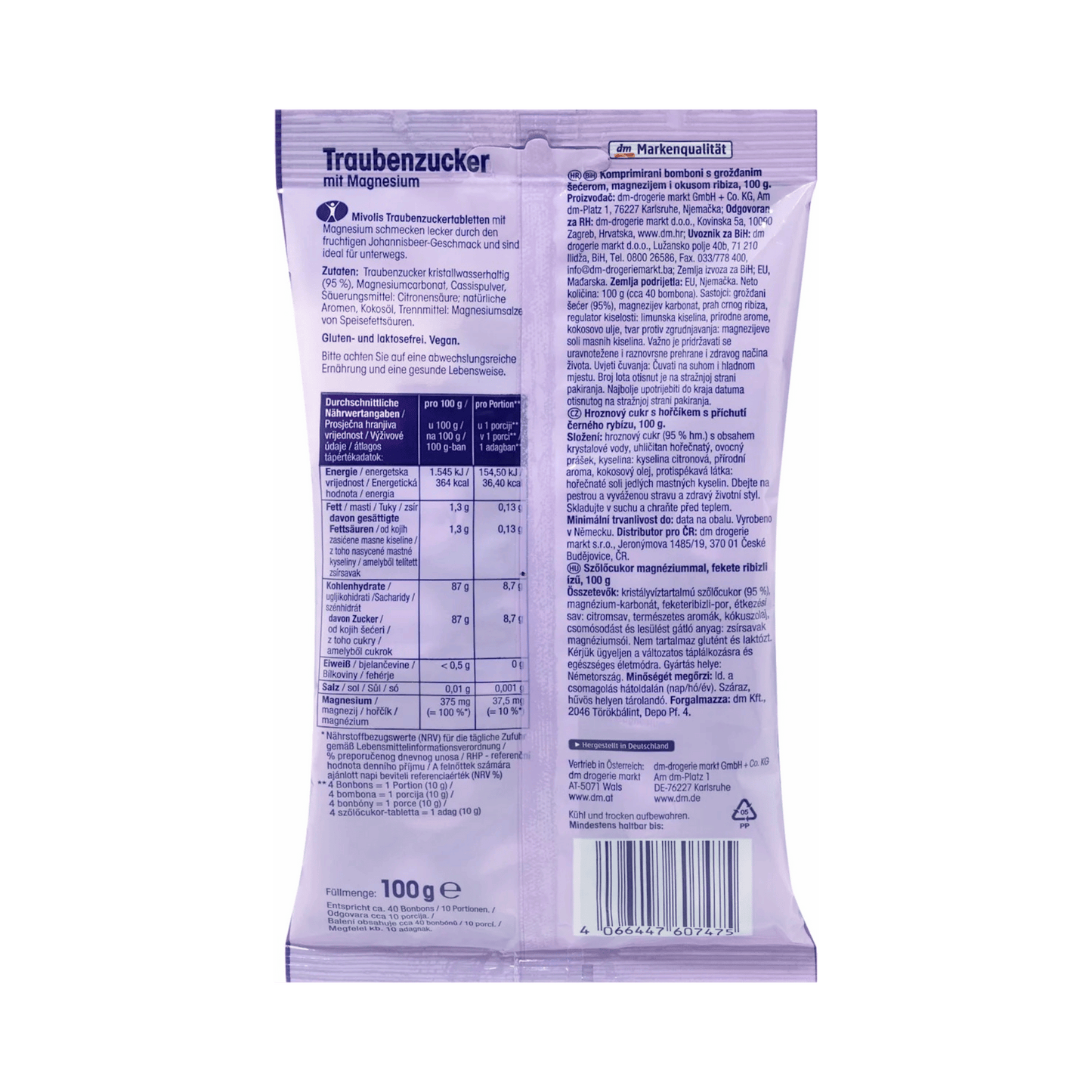 Mivolis fruity and energizing dextrose snack enriched with Magnesium, 100 g