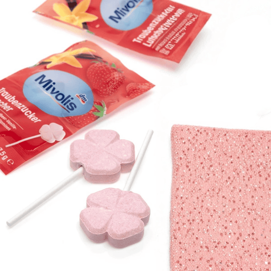 Mivolis Strawberry-Vanilla Glucose Lollipop for Kids, 75 g – 10 Vitamins, Gluten & Lactose Free