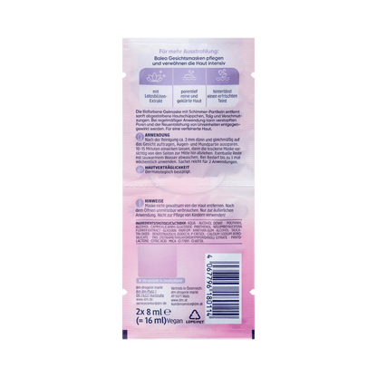Balea Glow Peel-Off Face Mask, 16 ml (2x8 ml) – Vegan, Deep-Cleansing