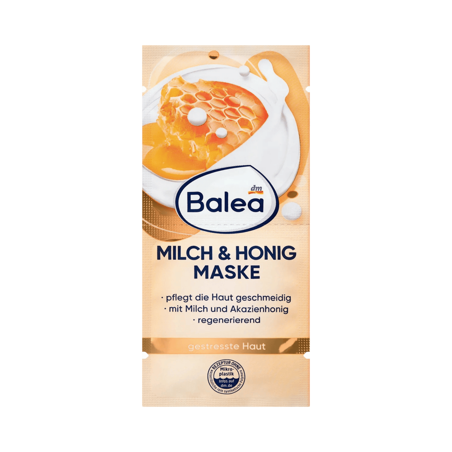 Balea Milk & Honey Face Mask, 16 ml (2x8 ml) – Regenerating & Hydrating