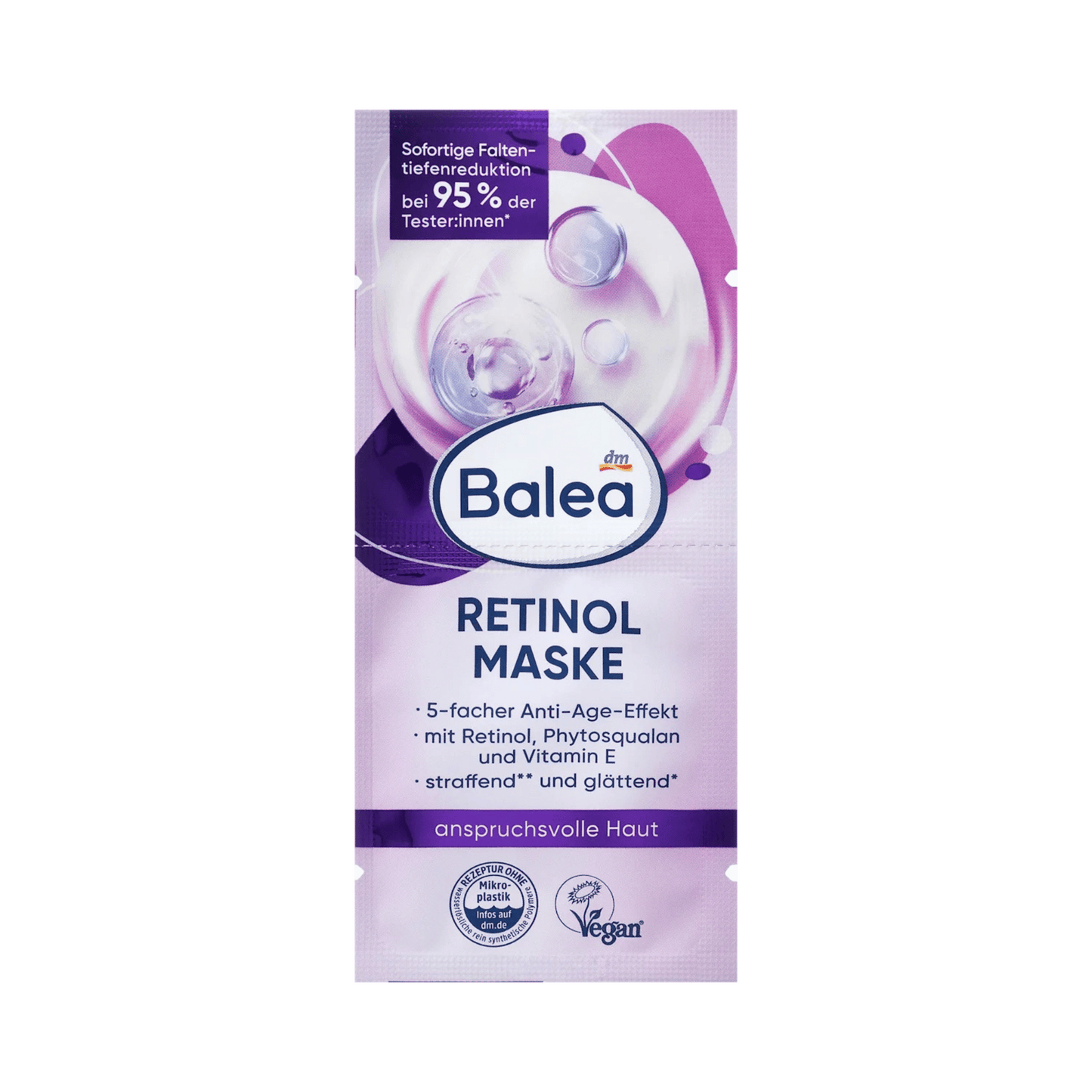 Balea Retinol Face Mask, 16 ml (2x8 ml) – 5-in-1 Anti-Age, Firming & Smoothing