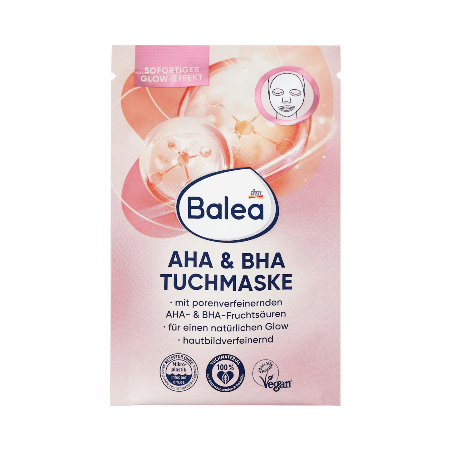 Balea AHA & BHA Sheet Mask – Vegan, Fragrance-Free, 1 Sheet