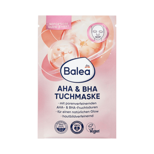Balea AHA & BHA Sheet Mask – Vegan, Fragrance-Free, 1 Sheet