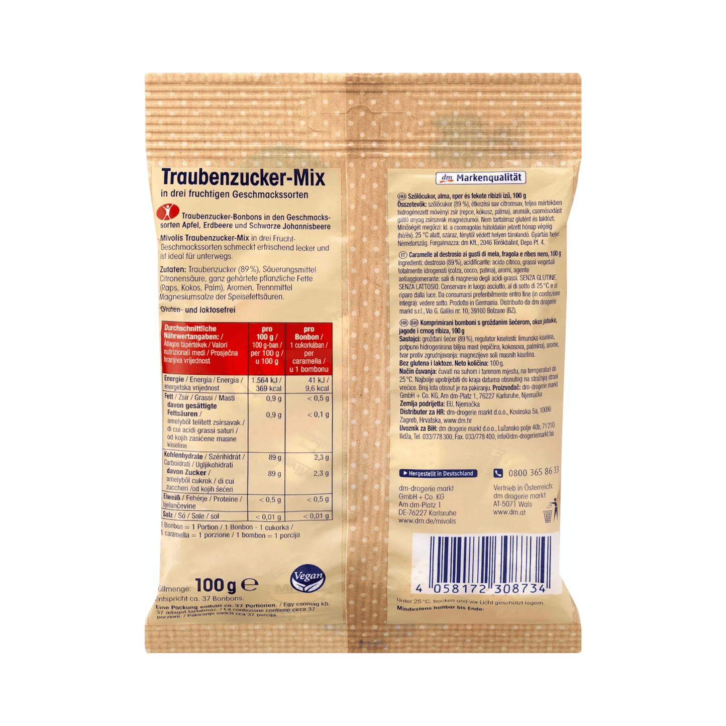 Mivolis Fruit Mix Glucose Candy, 100 g – Vegan, Gluten & Lactose Free