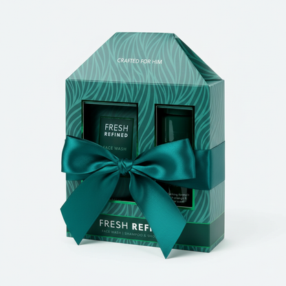 مجموعة هدايا للعناية بالرجال – 2 × 150 مل جل استحمام وشامبو، برائحة منعشة، نباتي