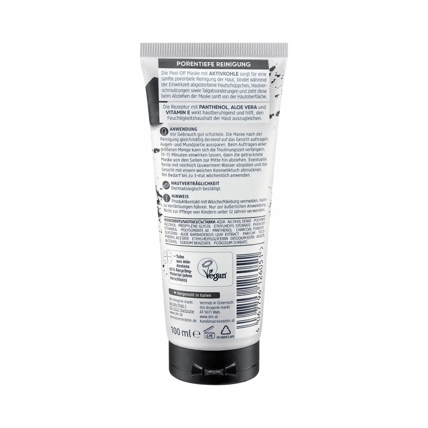 Balea Peel-Off Face Mask with Activated Charcoal – 100 ml