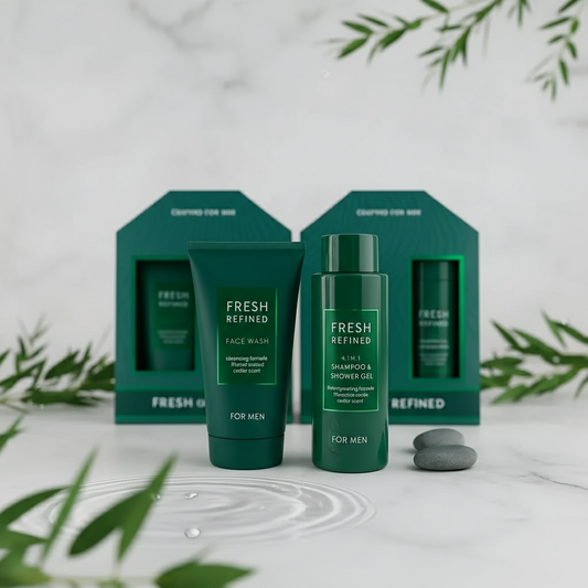 Men’s Care Gift Set – 2 x 150 ml Shower Gel & Shampoo, Fresh Scent, Vegan
